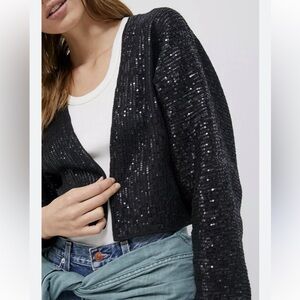 Anthropologie Maeve Artemia Black Sequined Cardigan Size XS/S (Orig.138$)